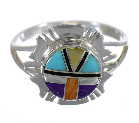 Southwestern Multicolor And Silver Jewelry Ring Size 7-1/2 YX71054